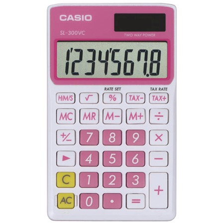 CASIO Solar Wallet Calculator with 8-Digit Display (Pink) SL300VCPKSIH